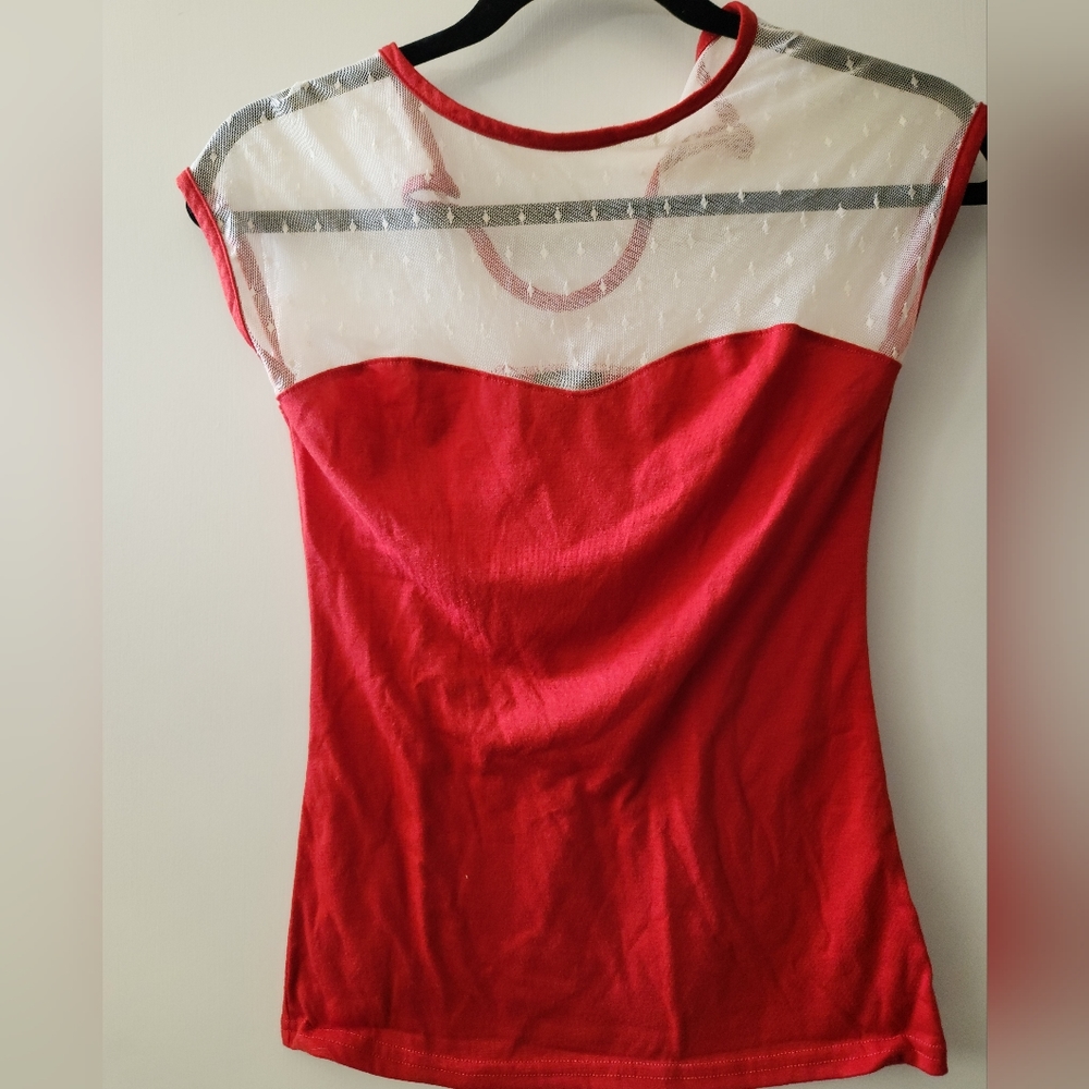 Rock Steady,  now Steady Clothing red and white mesh top xs